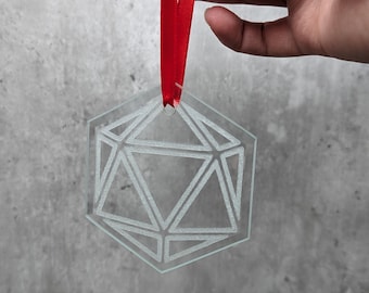 D20 Glass Hanging Ornament