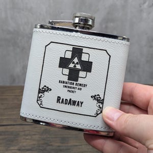 Rad-Away Hip Flask and Cocktail Recipe | Fallout Inspired 6oz Leather-like Flask