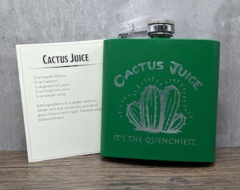 Cactus Juice Hip Flask and Cocktail Recipe | Avatar: The Last Airbender Inspired 6oz Powder Coated Flask