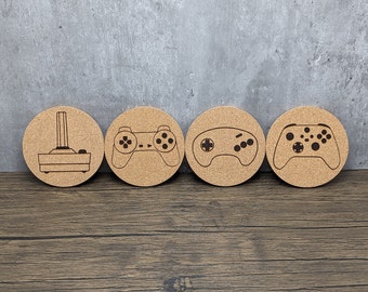 Video Game Controllers Cork Coasters - Set of 4