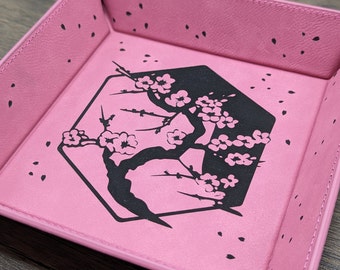 Sakura Tree Dice Tray | Leatherette Collapsible Gaming Snap Dice Trays