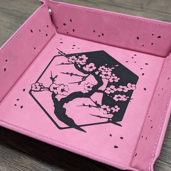 Sakura Tree Dice Tray | Leatherette Collapsible Gaming Snap Dice Trays