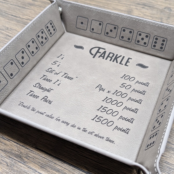 Farkle Rules Dice Tray | Leatherette Collapsible Gaming Snap Dice Trays