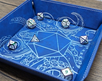 Tentacle D20 Dice Tray | Leatherette Collapsible Gaming Snap Dice Trays