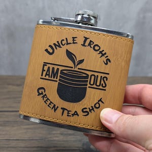 Receta de petaca y cóctel de té verde de Iroh / Petaca de cuero de 170 g con temática de Avatar