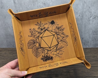 Garden D20 Dice Tray | Leatherette Collapsible Gaming Snap Dice Trays