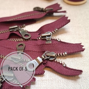 YKK Burgundy (048) Antike Messing Zippers Donut Pull Zippers 5er Pack Metall Reißverschlüsse zum Nähen von DIY Taschen und Kleidung alle Größen