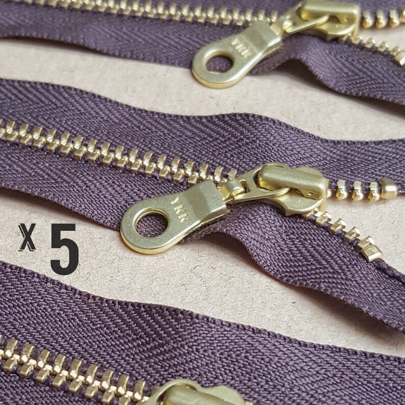 Gold Brass Zipper Doughnut Pull **Pack of 5** 15cm 20cm 23cm 25cm 30cm 36cm 6 8 9 10 12 14 UK YKK BROWN 570