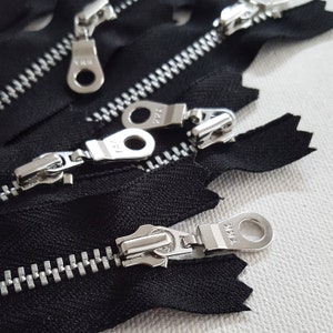 YKK BLACK 580 SILVER Zipper 10,13,15,18,20,23,25,28,30,36,41,46cm Doughnut Pull 4 5 6 7 8 9 10 11 12 14 16 18 image 2