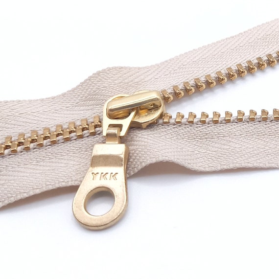 YKK Closed End Nylon Zipper White Color Golden Brass Teeth Heavy Duty  Durable Sewing Zip,18cm 