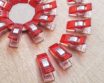 Fabric Clips *Pack of 10* RED or CLEAR