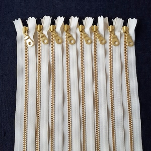 YKK Gold VANILLA (121) Zipper for clothes and handmade bags Donut Pull Zip for Crafting Closed End brass zipper for DIY sewing, All sizes