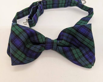 Green Tartan Bow Tie | Tartan Bow Tie | Green & Blue Tartan Pre-Tied Bow Tie