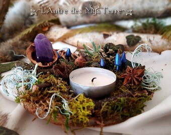 "Cradle of amethyst from the fungi" candle holder. forest, mystic, witch, pagan, wicca, Gothic. FOREST WITCH collection