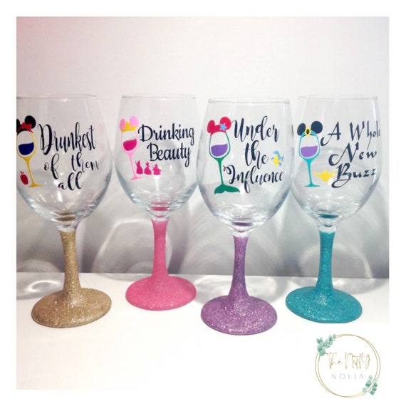 Disney Princess Inspired Wine Glasses. Drinking Beauty. Drunk