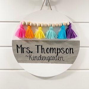 Teacher door sign. Rainbow classroom. Classroom door sign. Teacher name sign. Personalized teacher gift. Teacher door hanger.