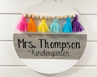 Teacher Door Hanger. Teacher Sign. Pastel Classroom Decor. Rainbow ...