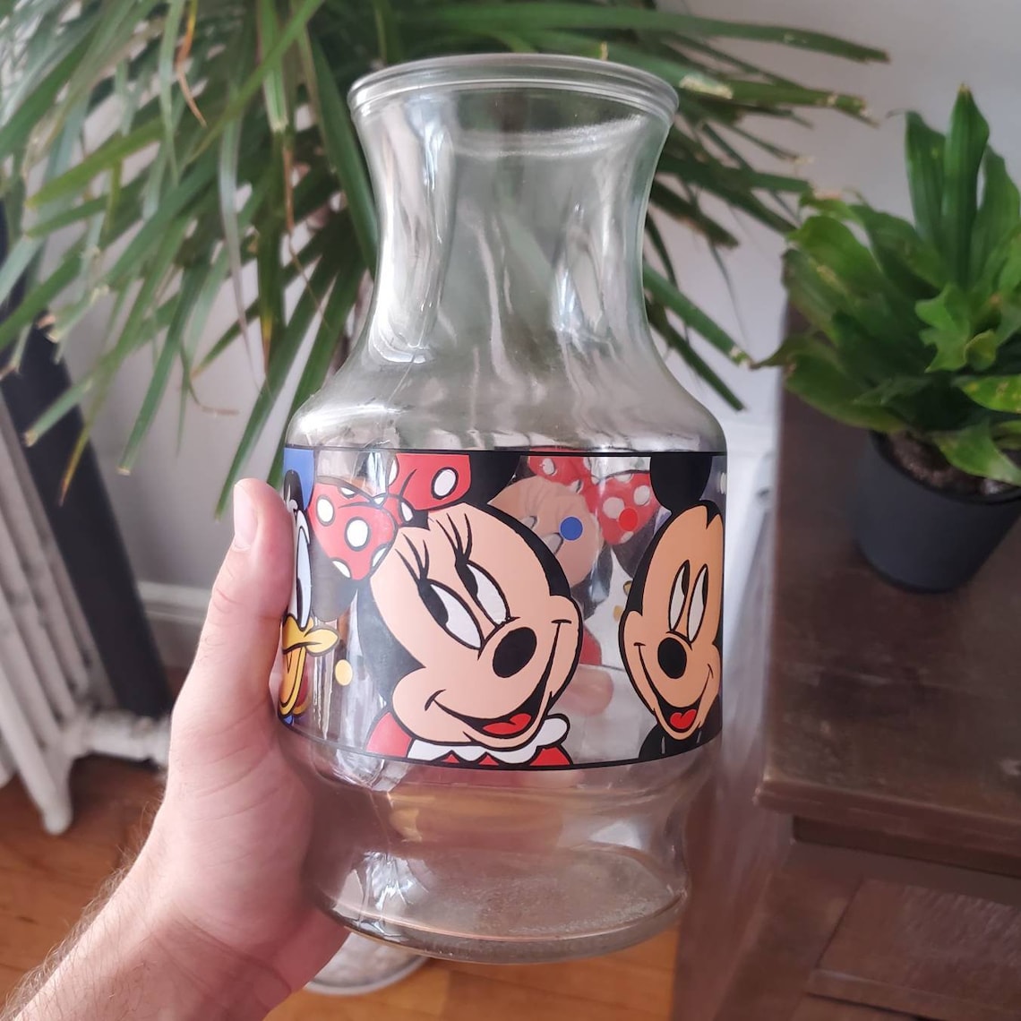 90s Disney Glass Flower Vase Feat. Mickey & Minnie Mouse Etsy