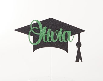 Graduation Hat with Custom Name Cake Topper / Personalized Colors and Names