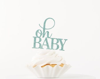 Oh Baby Cupcake Toppers for Baby Showers and Gender Reveal Party Decorations