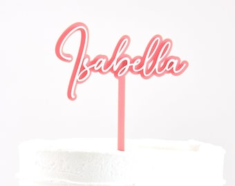 Acrylic Custom Name Cake Topper, Double Layer Laser Cut, Birthday Cake Topper, Wedding, Bridal and Baby Showers Personalized Cake Topper