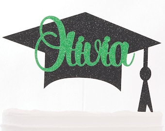 Graduation Hat with Custom Name Cake Topper / Personalized Colors and Names