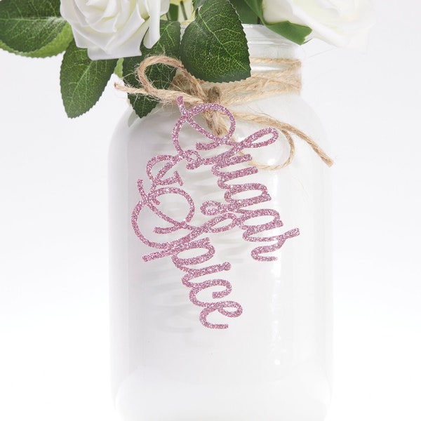Sugar and Spice Script Mason Jar Tags for Baby Shower Decorations / Gender Reveal Tabletop Decor / Large / Custom Colors