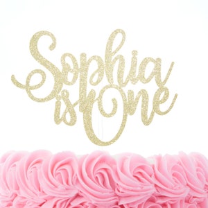 Personalized First Birthday Cake Topper with Custom Name is One - Smash Cake Decor for 1st Birthday Celebration