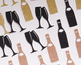 Champagne Bottles and Champagne Glasses Confetti in Choice of Colors / Weddings / Rehearsal Dinner Decor / Bridal Showers / Engagement Party