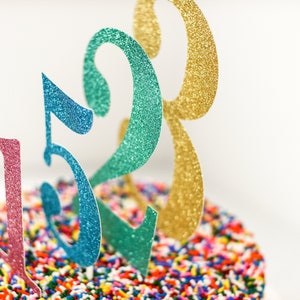 Large Number Cake Topper, Birthday Age, Anniversary, Retirement Parties, Custom Glitter Color