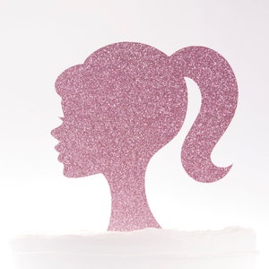 Ponytail Doll Silhouette Custom Cake Topper / Choice of Glitter Color and Size / 4 to 8" Wide