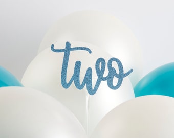 Custom Glitter "Two" Cake Topper - 2nd Birthday Party Decor