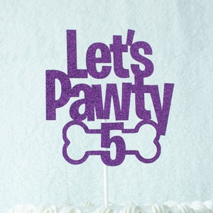 Let's Pawty Glitter Cake Topper: Custom Pet Birthday Decor