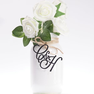Personalized Script Initials for Weddings, Jar Tags Initials, Centerpieces, Wedding Rehearsal Dinners, Wedding Showers