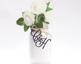 Personalized Script Initials for Weddings, Jar Tags Initials, Centerpieces, Wedding Rehearsal Dinners, Wedding Showers