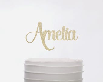 Custom Name Glitter Cake Topper: Personalized Party Decor