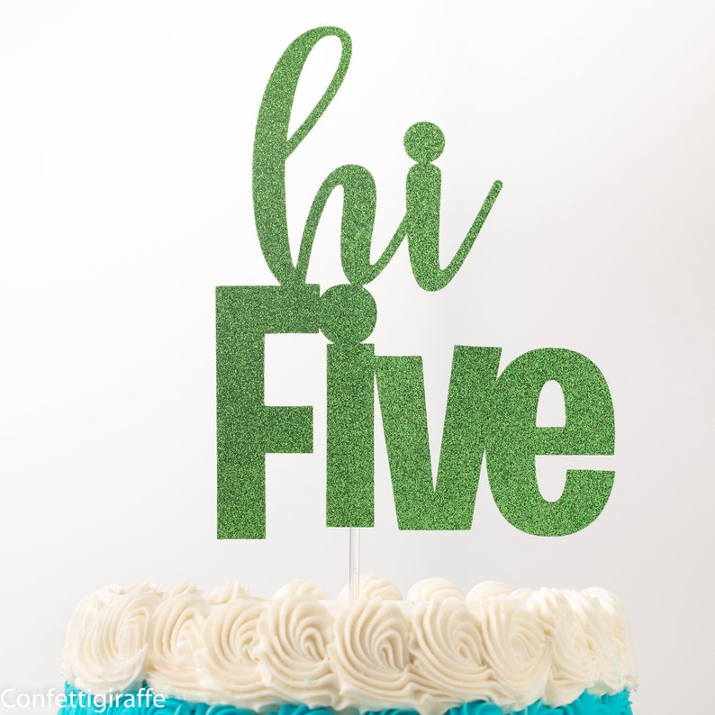 Hi Five Custom Cake Topper / Fifth Birthday Party Cake Topper / 5th Happy Birthday Topper / Choice of Color and Size / High Five Birthday image 4