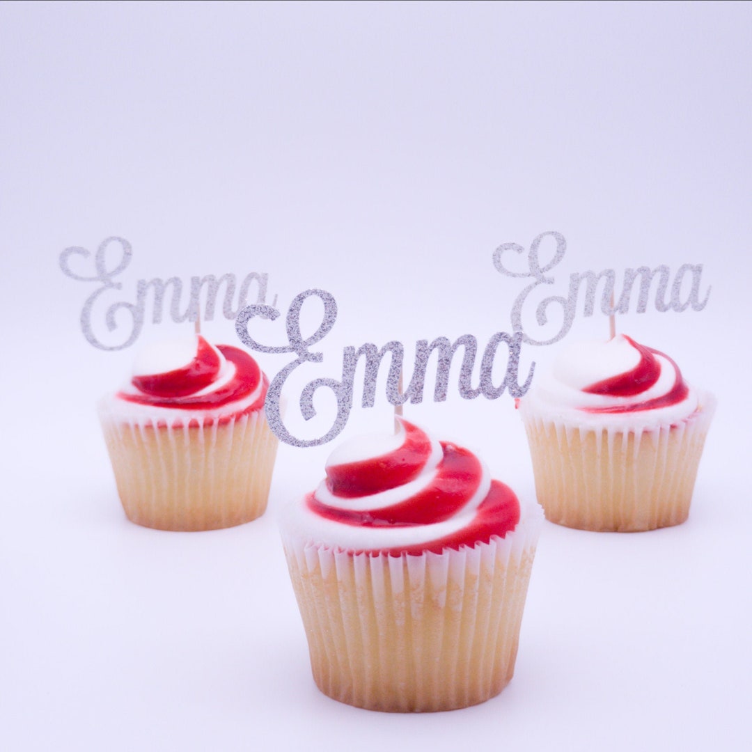 Custom Cupcake Toppers Personalized Name Cupcake Toppers Gold Glitter