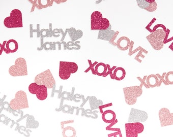 Custom Name Glitter Confetti: Engagement, Wedding, Valentine's Day