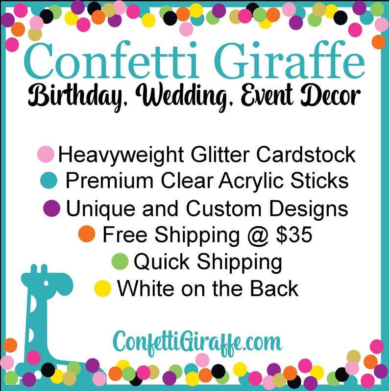 Confetti Giraffe, birthday, wedding and event decor made from heavyweight glitter cardstock