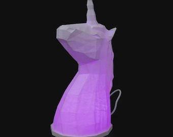 Poly Unicorn Table Lamp Night Light | Geometric Kids Room or Gaming station | Fantasy Lighting