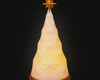 Guiding Star kerstboomlamp, 3D-geprinte tafellamp voor feestdagen, feestelijk decor, leuk winternachtlampje met led-theelichtje, kerstcadeau