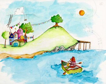 Dockside. Sail home. Original illustration and book. Bear and spider. Unlikely animal friends. Ocean adventure. Children’s reading. Books.