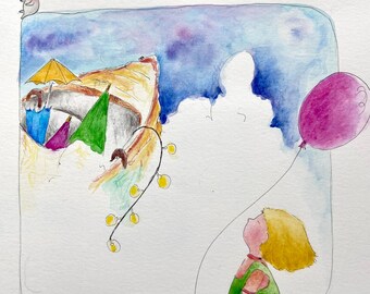Tiny mushroom. Breeze. Original illustration and book bundle.