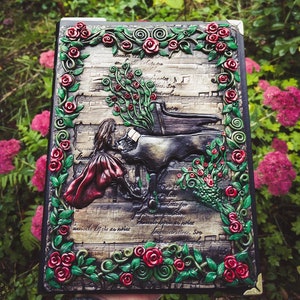 Musician pianist notebook in vintage style, with music notes sheets and rose vines, a gift for music teachers, musicians and music lovers