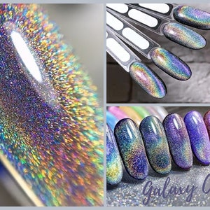 Saga Galaxy Holo Glitter Magnetic Top Coat Rainbow  Holographic Prism Flakes Shimmer Cover for Gel Polish Nail Art 9ml