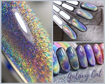 Saga Galaxy Holo Glitter capa superior magnética arcoíris holográfico prisma escamas cubierta brillante para esmalte de uñas en Gel 9ml