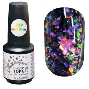 NailApex Multi-Shine Top Cover Galaxy Flakes Top Coat Gloss Nail Art 15ml