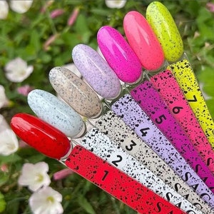 Saga Black Snow Gel Polish Confetti Flakes Spring Summer Nails Neon Bright Manicure Nail Art 9 ml