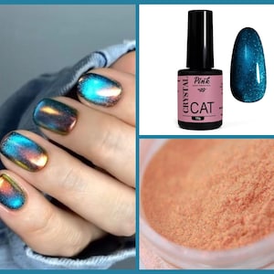 Set Crystal Cat Eye Blue Gel Polish Magnetic Nail Polish Pigments Aurora Manicure Nails